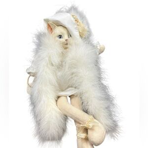 Heather Hykes Catnip Cat "Lacey" Shelf Sitter Poseable Plush Doll Boa